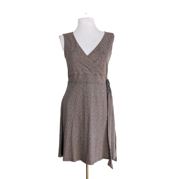 Toad & Co Mini Dress Sleeveless Faux Wrap Organic Cotton Knit Casual Brown M - Picture 1 of 9
